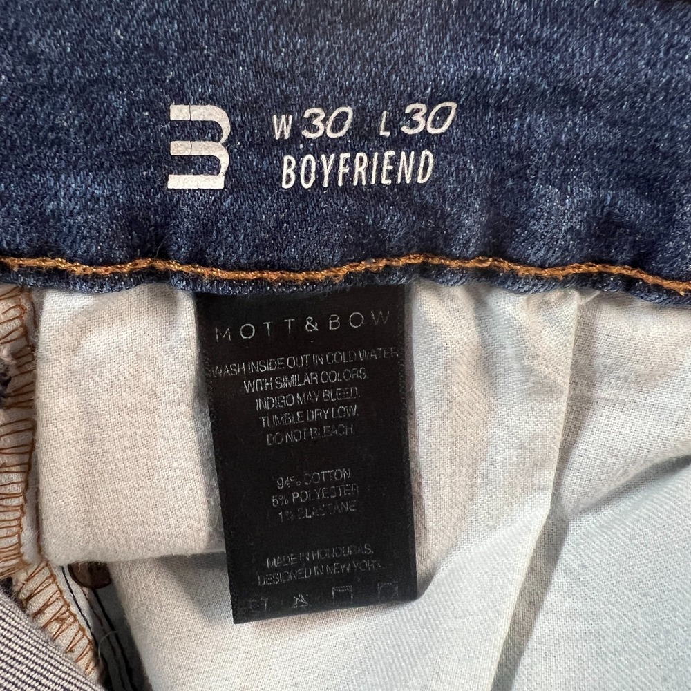Mott & Bow Boyfriend Jeans Womens 30 Blue Dark Wash Denim Mid Rise Stretch 30x29 - Picture 6 of 14